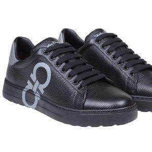 Salvatore Ferragamo Gancini-Logo Printed Lace-Up Sneakers Men's Black 12 $660.